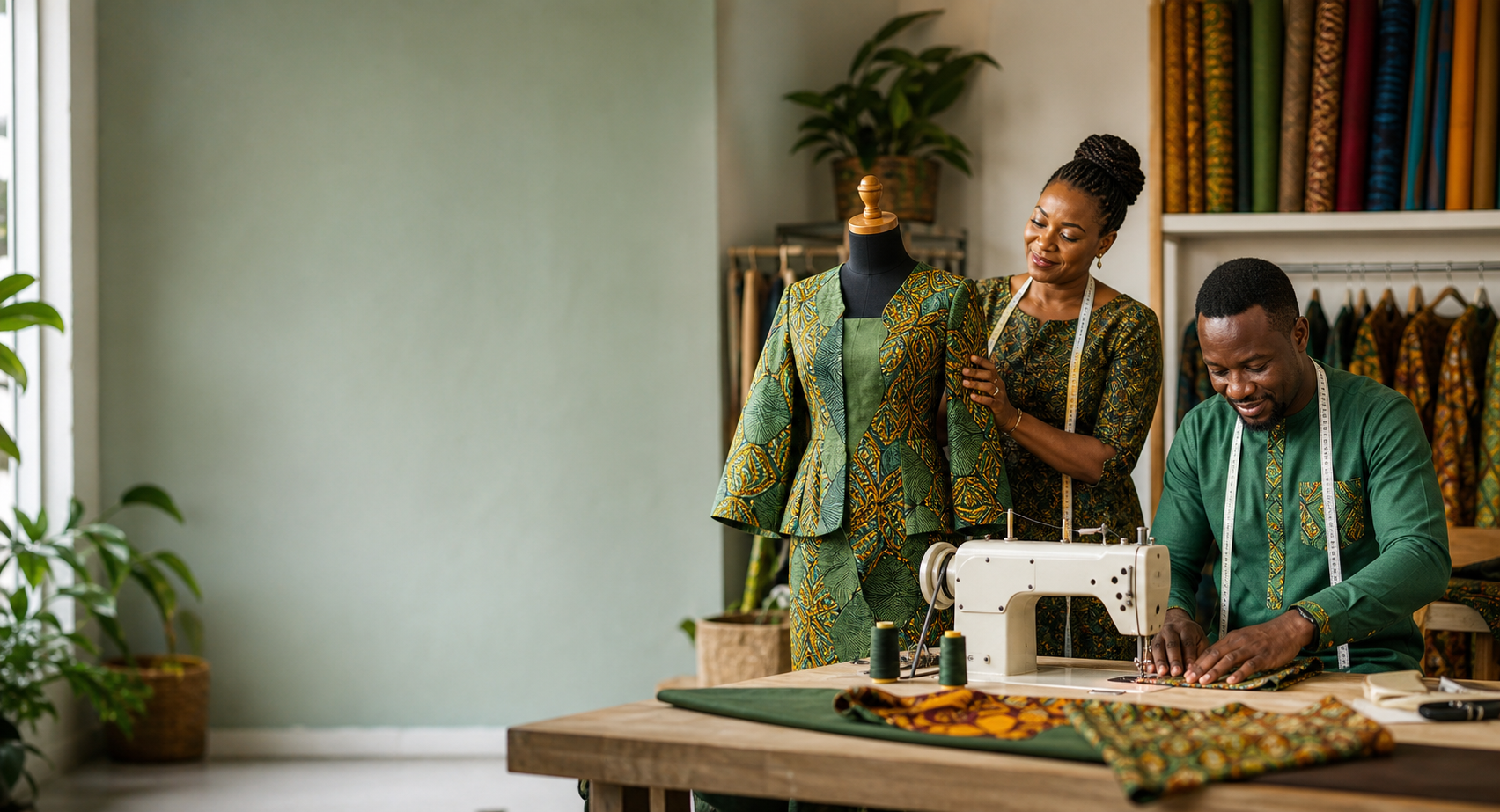 Ghanaian tailors and dressmakers in their atelier